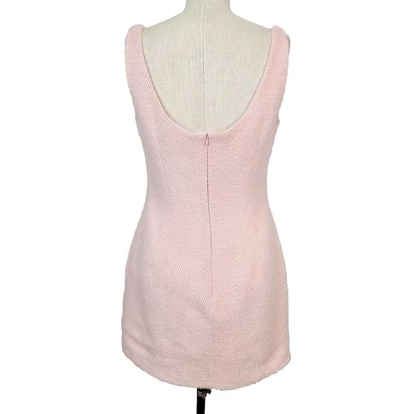 Sau Lee Anthropologie Alexa Tank Dress 8 Pink Fuzzy Knit Sleeveless Bodycon Mini - Picture 6 of 12